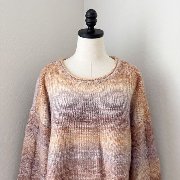 LC Lauren Conrad Braided Cable Sleeve Detail Knit Sweater Ombré Cozy Oversized - Picture 3 of 8
